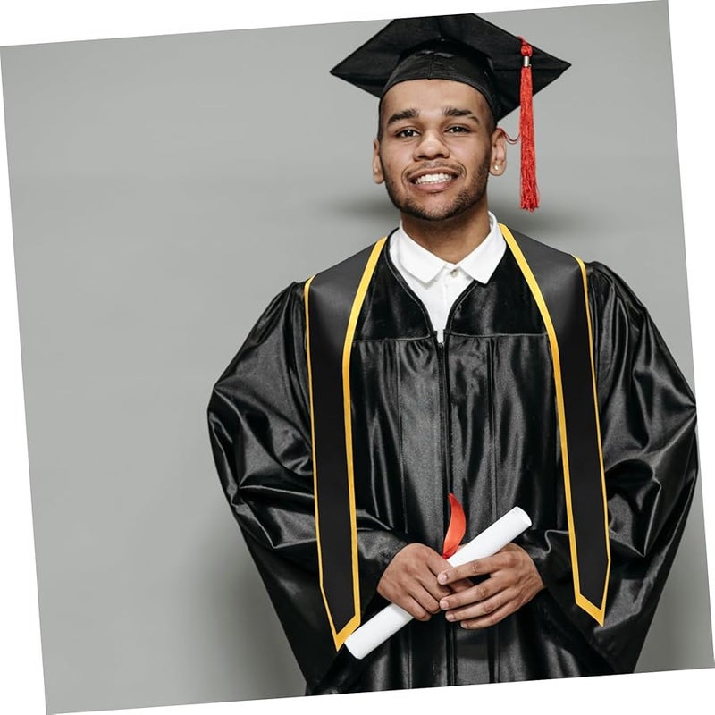 Black Graduation Sash with Gold Trim Satin Shoulder Strap Senior Year Keepsake - Image 3